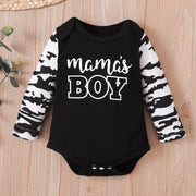 3PCS Mama's Boy Letter Camouflage Printed Baby Set