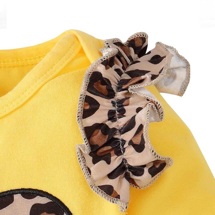 Conjunto de bebé de manga larga con estampado de leopardo de 3 piezas