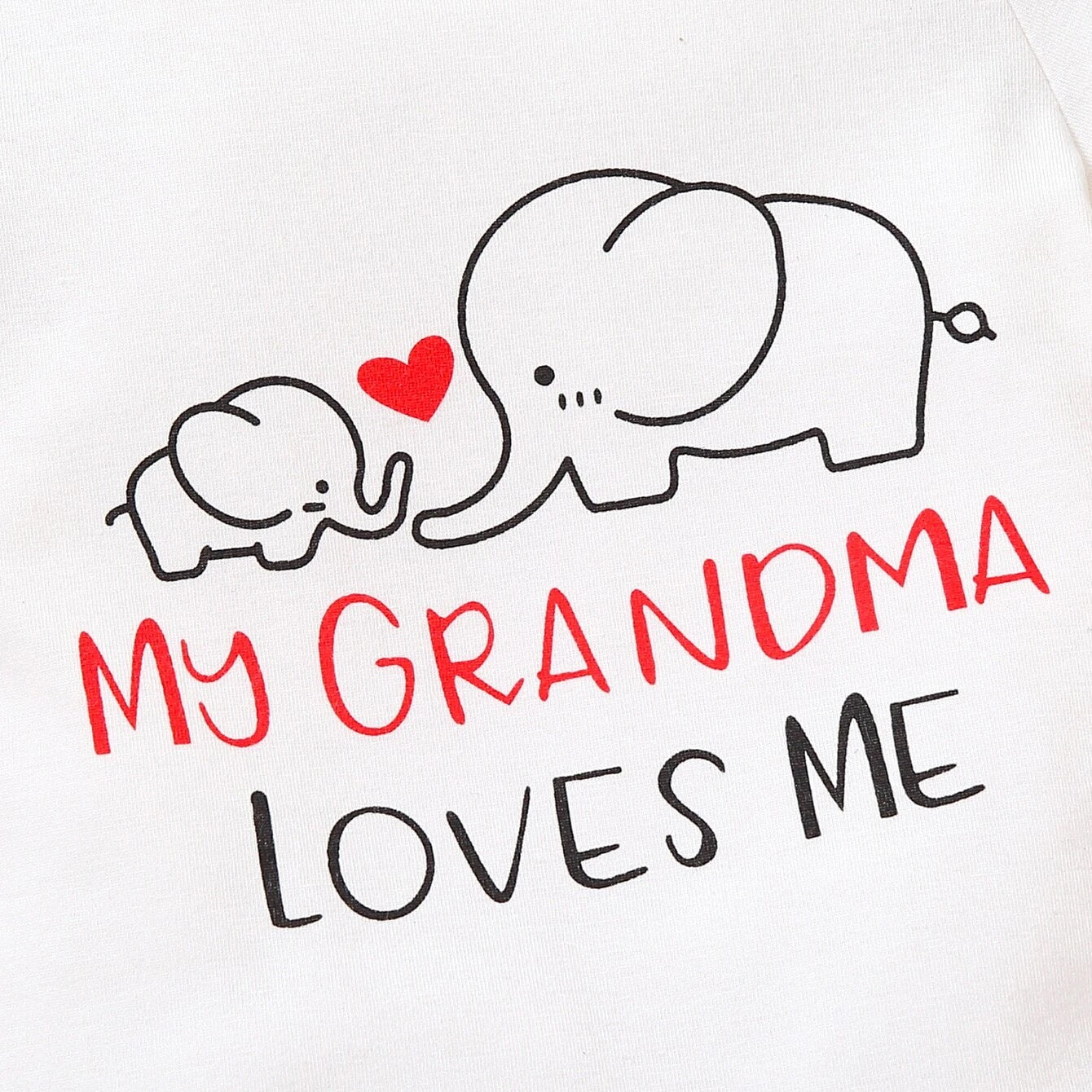 Precioso mameluco de bebé con estampado de elefante y letras My Grandma Loves Me