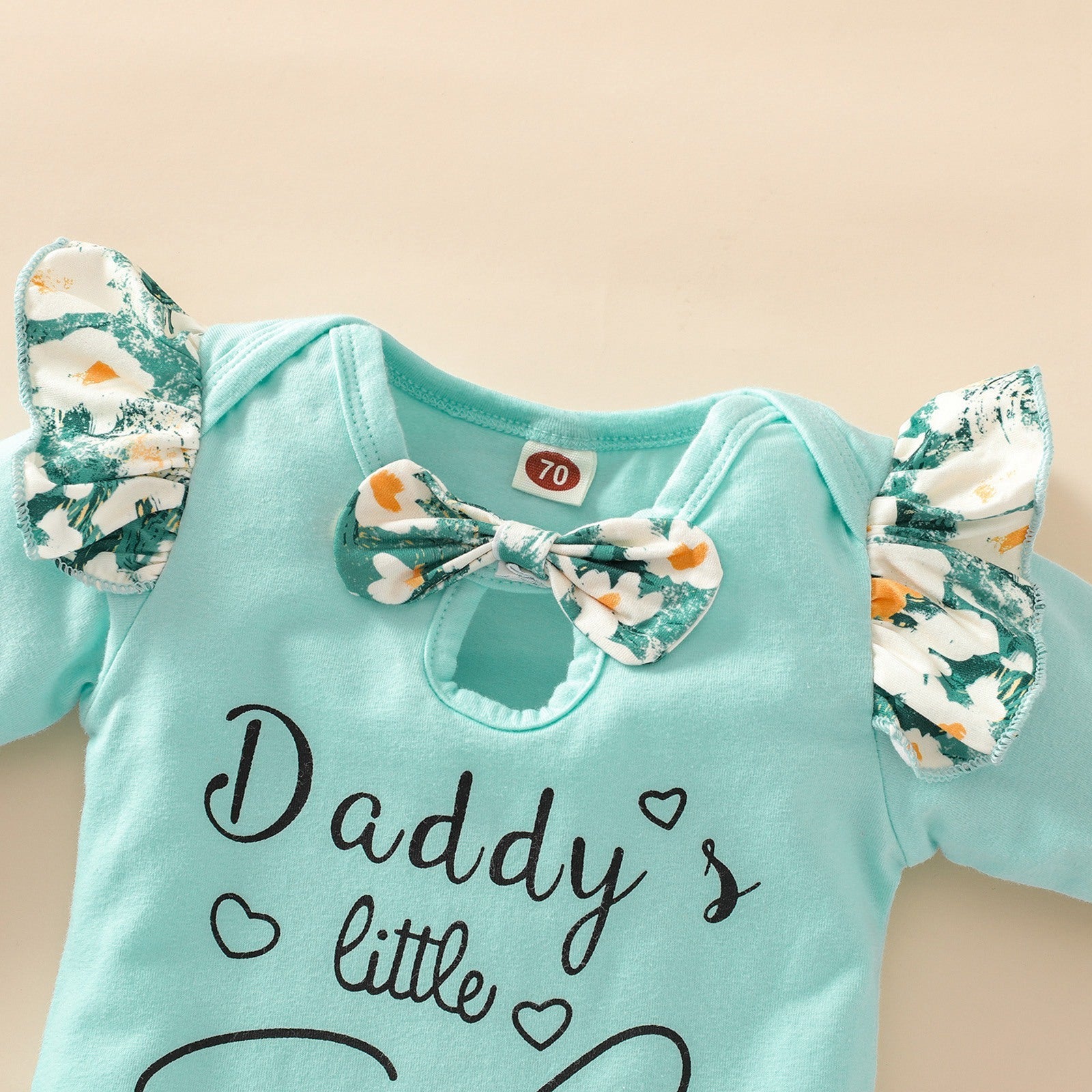 Ensemble bébé 3 pièces à imprimé floral avec lettres pour petite fille papa