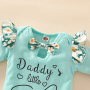 3PCS Daddy‘s Little Girl Letter Floral Print Baby Set