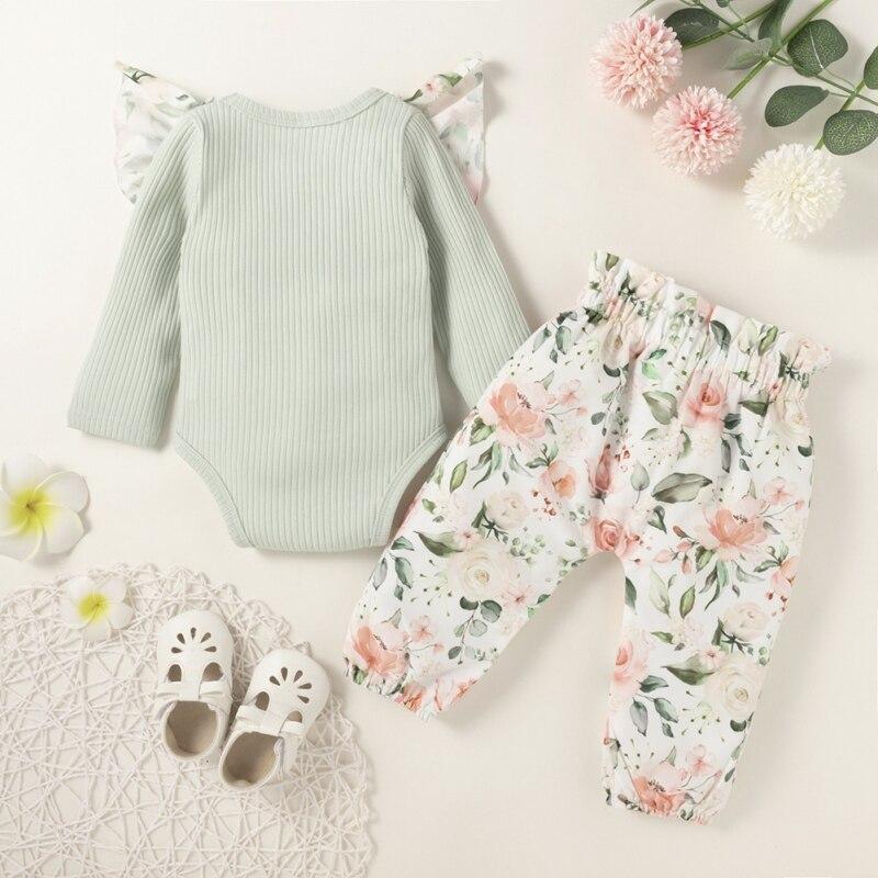 2PCS Lovely Floral Printed Baby Set