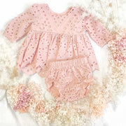 2PCS Sweet Solid Color Printed Baby Romper