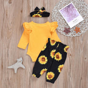 3PCS Sunflower Printed Baby Set