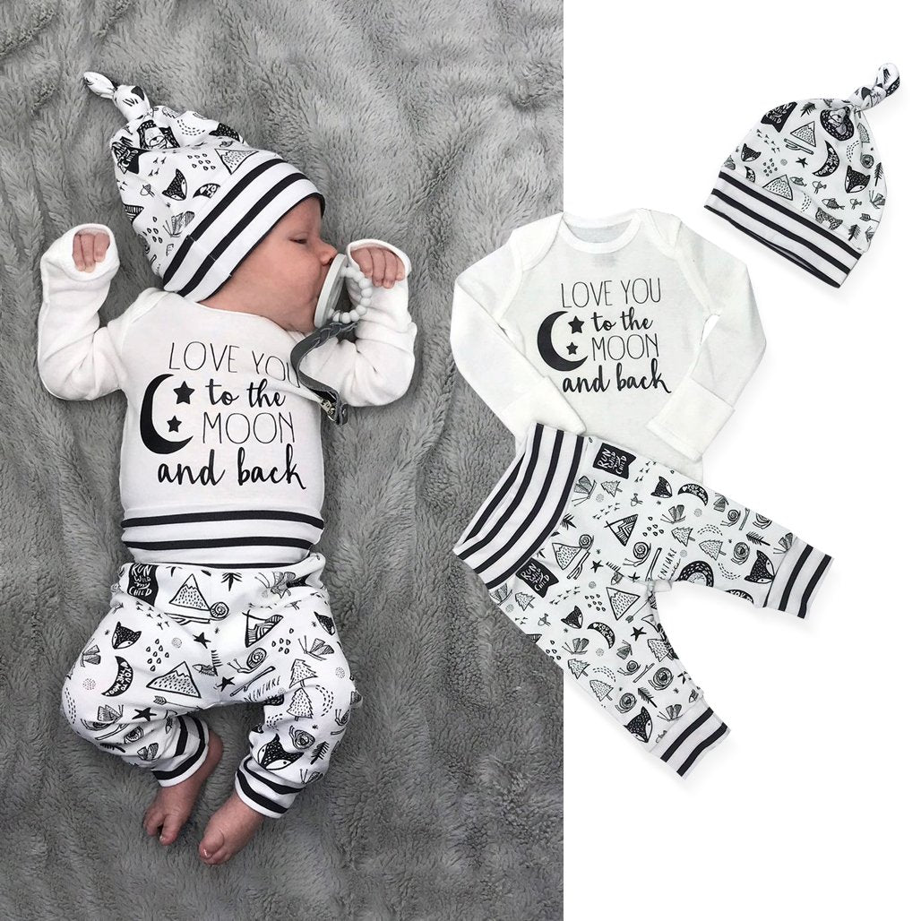 3PCS Love You To The Moon And Back Baby Set - Main Image