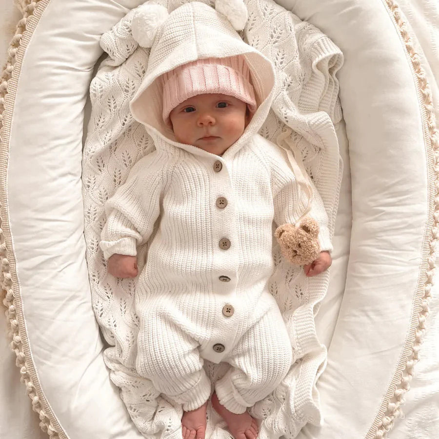 Baby girl shops hooded jumpsuit