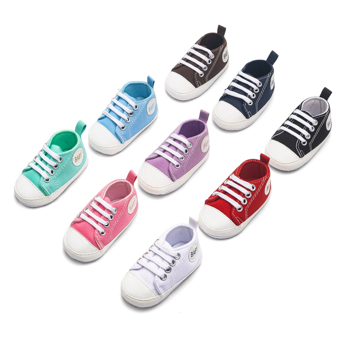 Zapatos de lona antideslizantes con estampado de letras “Baby” para bebé niño niña