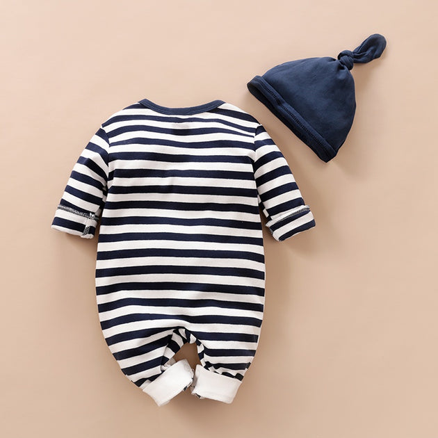Striped Penguin Print Jumpsuit and Hat – CuteThee