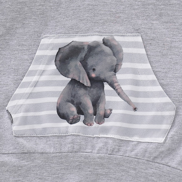 Cute Elephant Hoodie and Pants Set