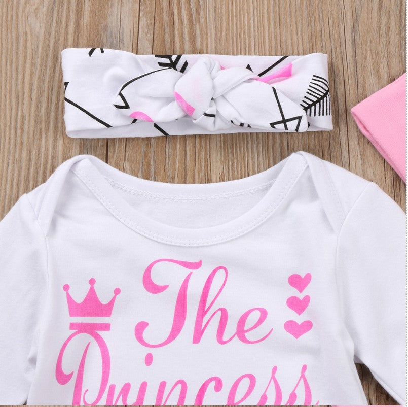 Haut + pantalon + bandeau imprimé lettre princesse bébé