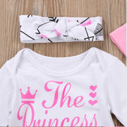 Baby Princess Letter Print Top + Pants + Headband