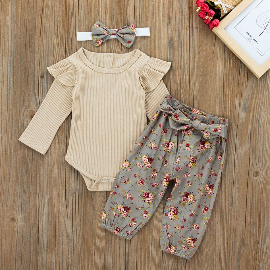 Conjunto precioso body y pantalón de flores para bebé niña