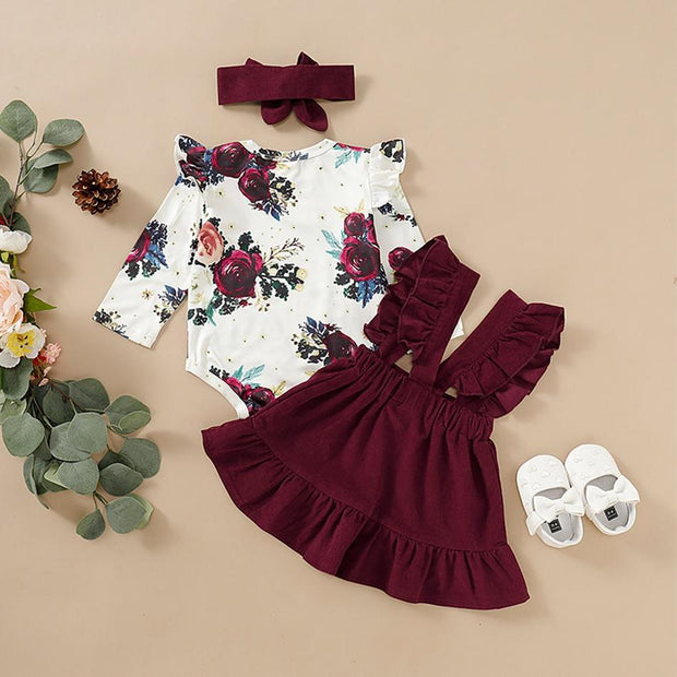 3PCS BABY GIRL LEOPARD PRINTED SKIRT SET